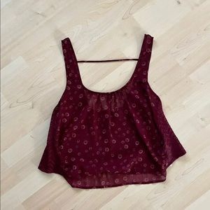 Hollister Dark Red Sheer Print Tank Top